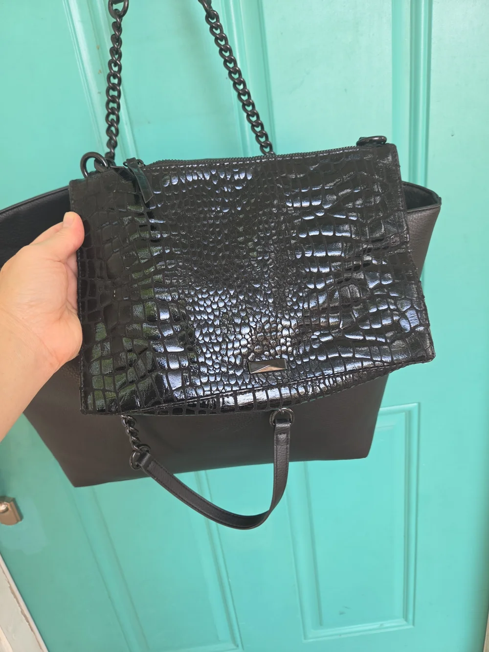 Everyday Black Chain-Handle Tote Bag